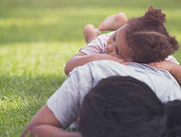 parents - kids - gardening - grass heads